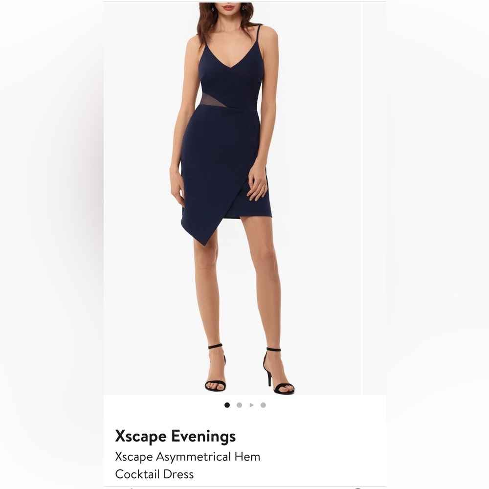 Xscape Evenings - asymmetrical navy blue cocktail dress